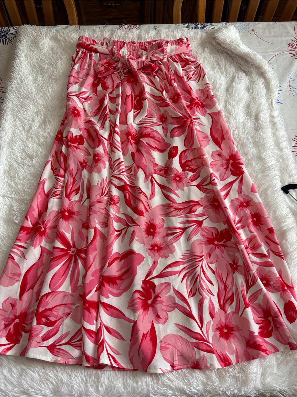 ALICE BLUE PINK AND WHITE FLORAL MAXI SKIRT